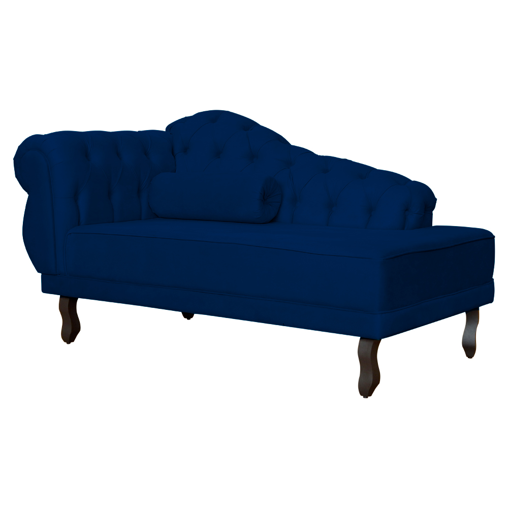 Recamier Larissa Lado Direito 1,20 cm Veludo Azul Marinho - Montanaris Decor