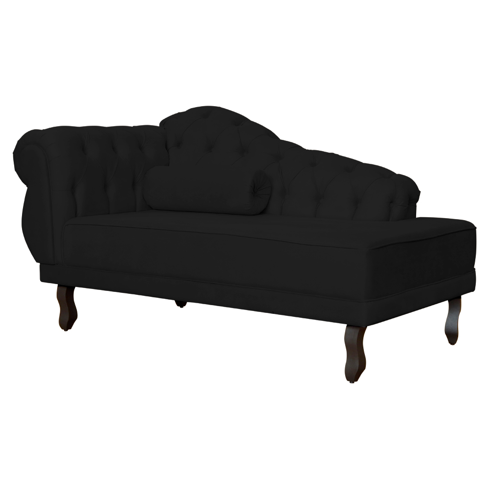 Recamier Larissa Lado Direito 1,20 cm Veludo Preto  - Montanaris Decor
