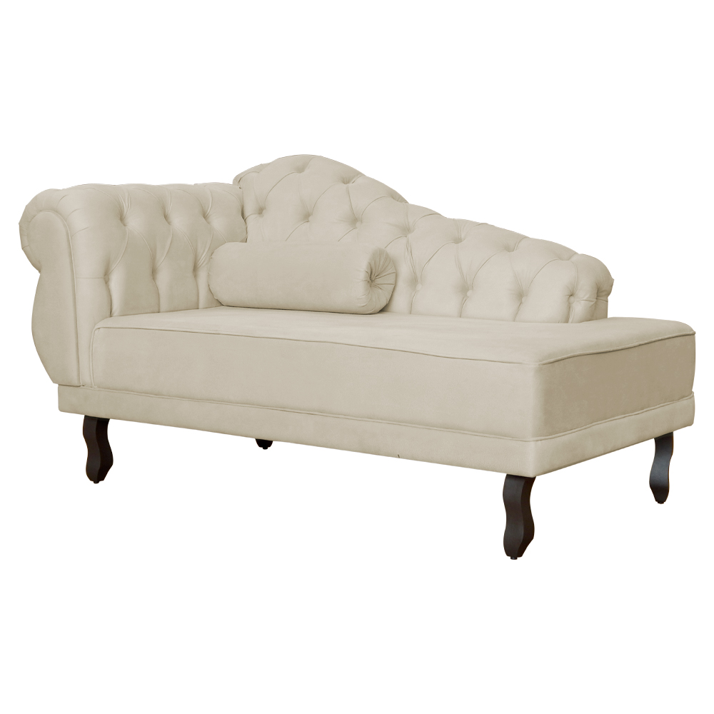 Recamier Larissa Lado Direito 1,50 cm Veludo Bege - Montanaris Decor