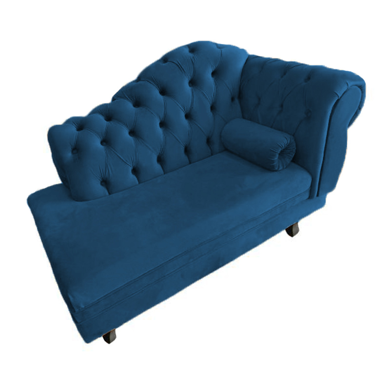 Recamier Larissa Lado Esquerdo 1,20 cm Veludo Azul Marinho - Montanaris Decor