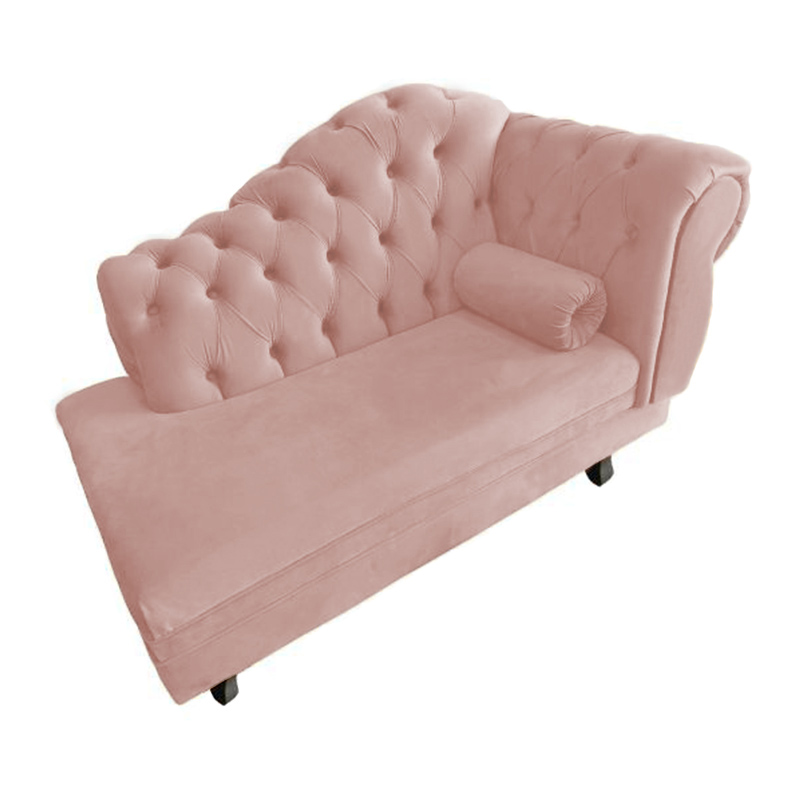 Recamier Larissa Lado Esquerdo 1,20 cm Veludo Rosa  - Montanaris Decor