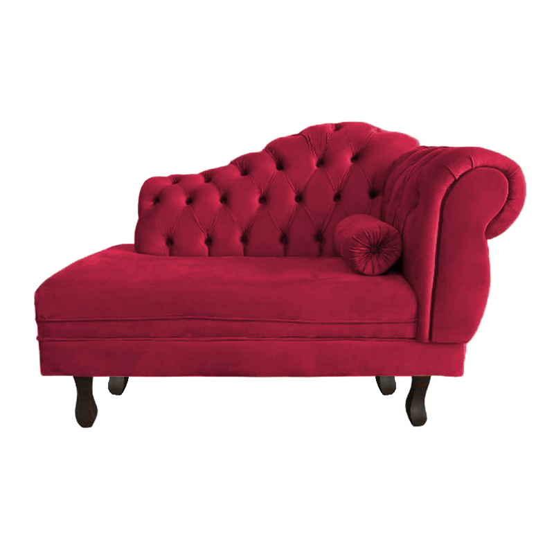 Recamier Larissa Lado Esquerdo 1,20 cm Veludo Vermelho - Montanaris Decor