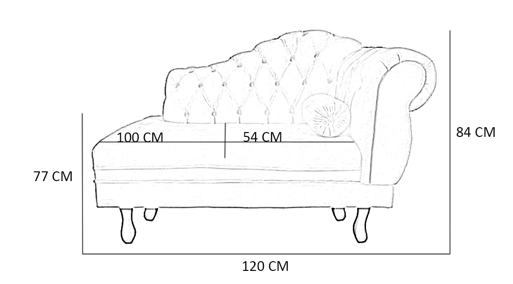 Recamier Larissa Lado Esquerdo 1,20 cm Veludo Vermelho - Montanaris Decor