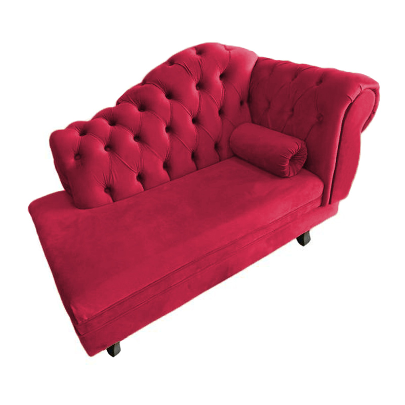 Recamier Larissa Lado Esquerdo 1,20 cm Veludo Vermelho - Montanaris Decor