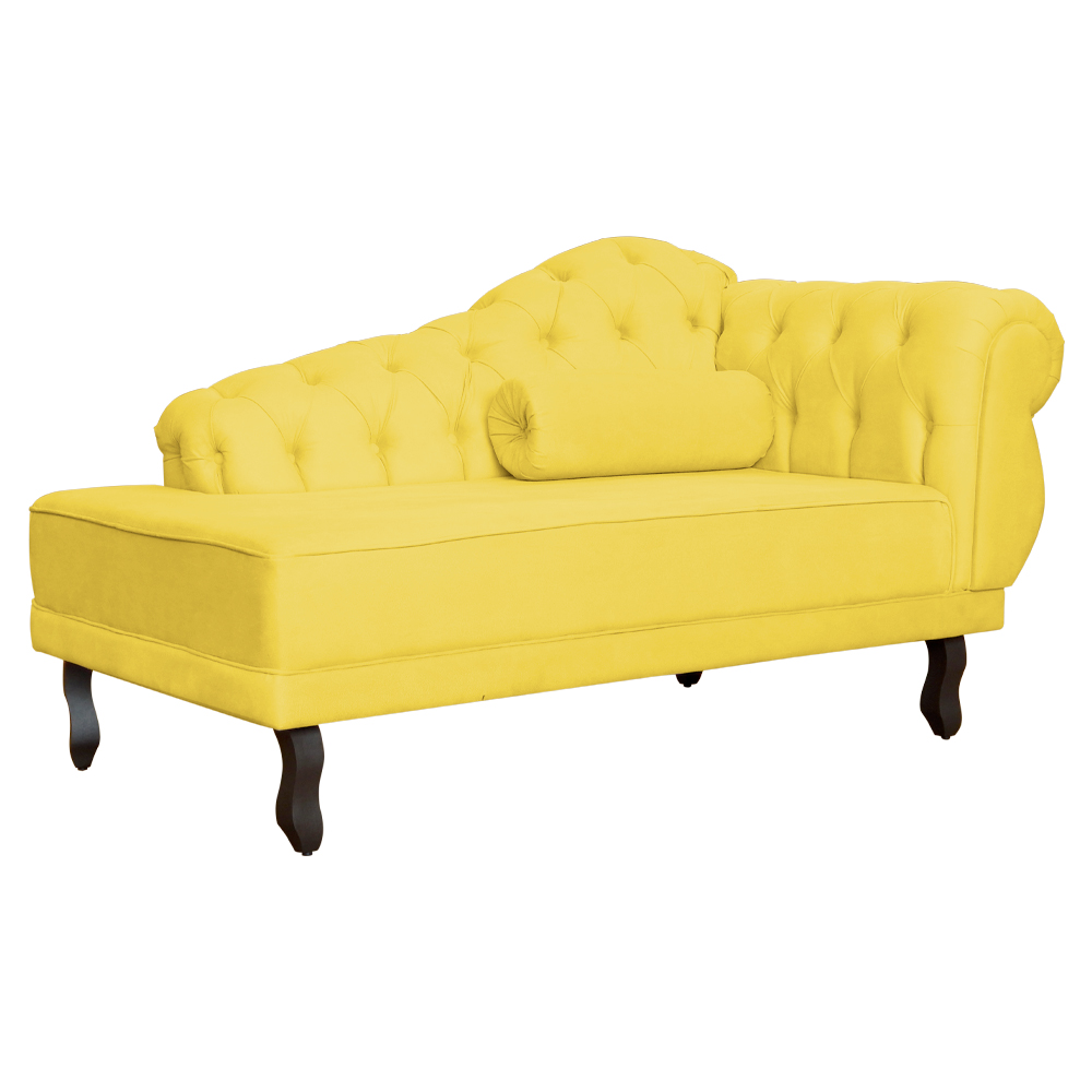 Recamier Larissa Lado Esquerdo 1,50 cm Veludo Amarelo - Montanaris Decor