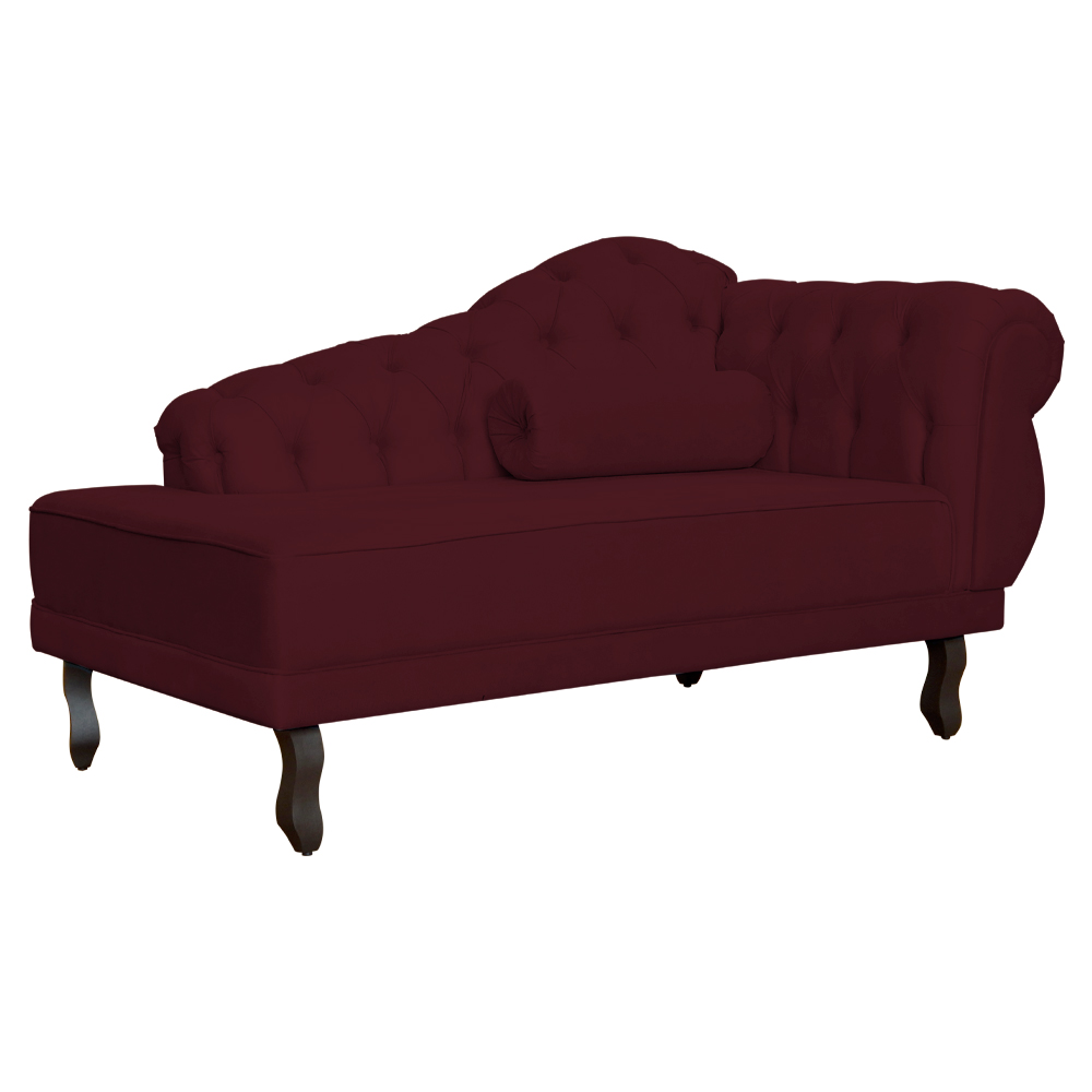 Recamier Larissa Lado Esquerdo 1,50 cm Veludo Bordô - Montanaris Decor