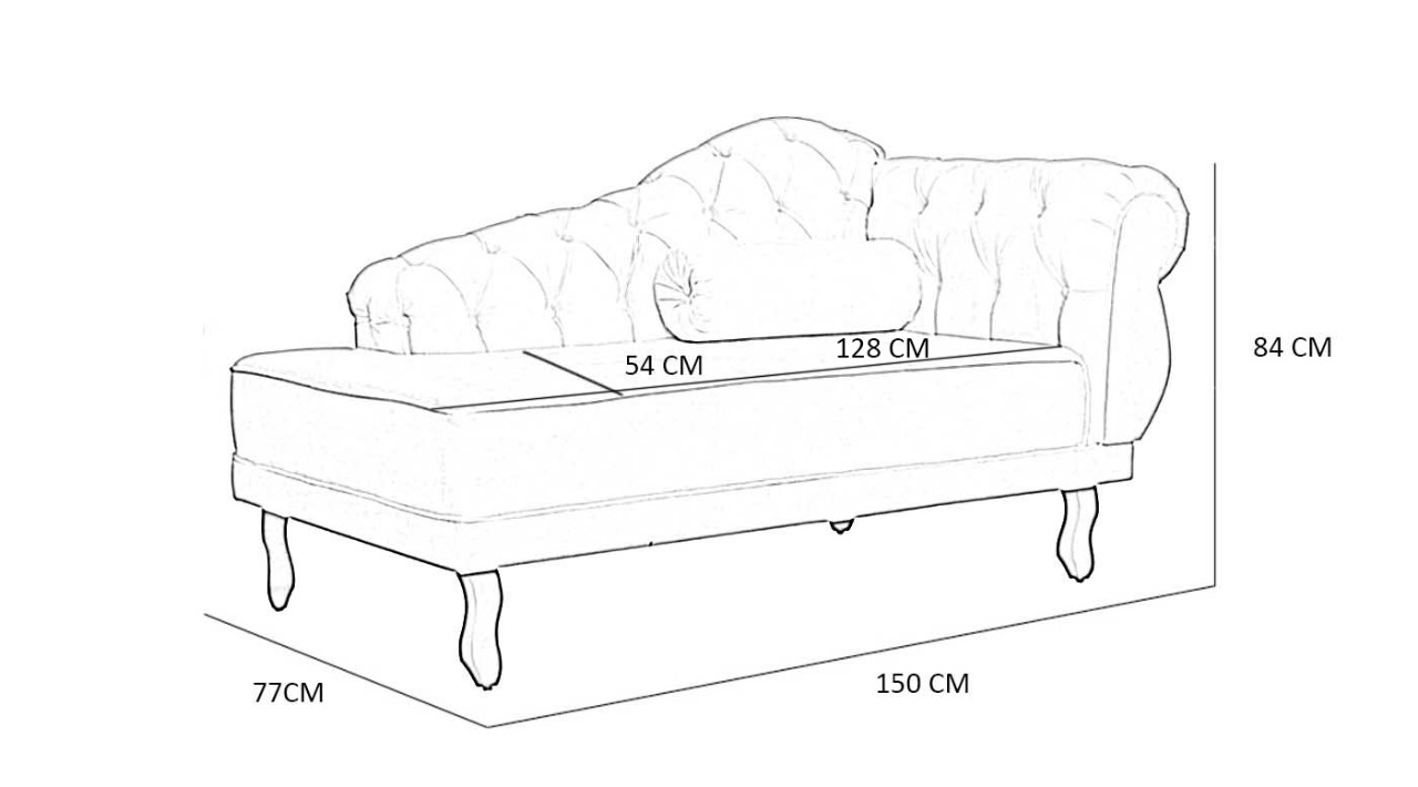 Recamier Larissa Lado Esquerdo 1,50 cm Veludo Marrom - Montanaris Decor