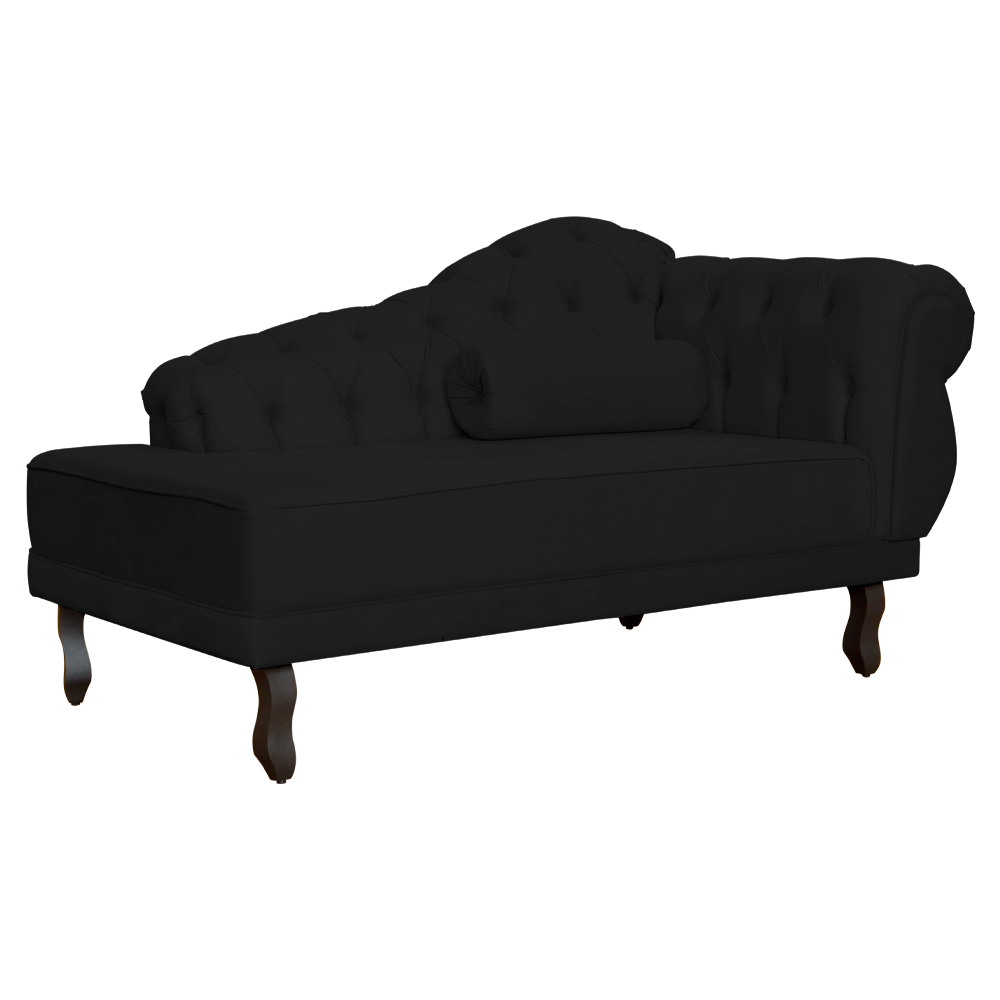 Recamier Larissa Lado Esquerdo 1,50 cm Veludo Preto - Montanaris Decor