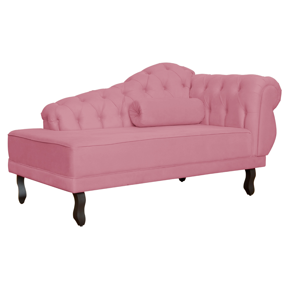 Recamier Larissa Lado Esquerdo 1,50 cm Veludo Rosa - Montanaris Decor