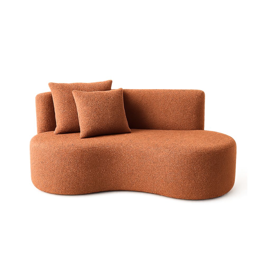 Sofá  Decorativo Curvo Orgânico Nature Gaia Boucle Terracota - Montanaris Decor