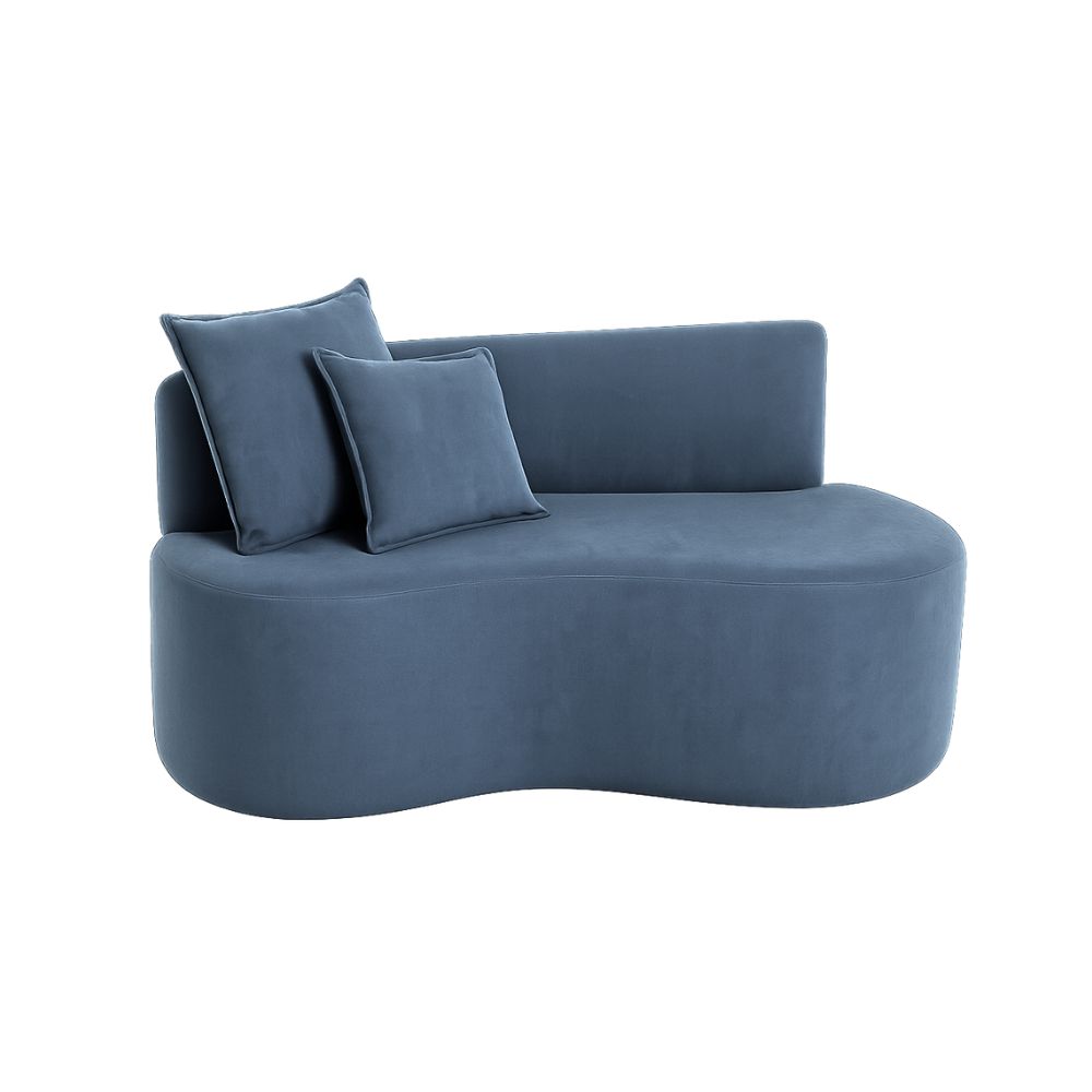 Sofá  Decorativo Curvo Orgânico Nature Gaia Suede Azul Royal - Montanaris Decor