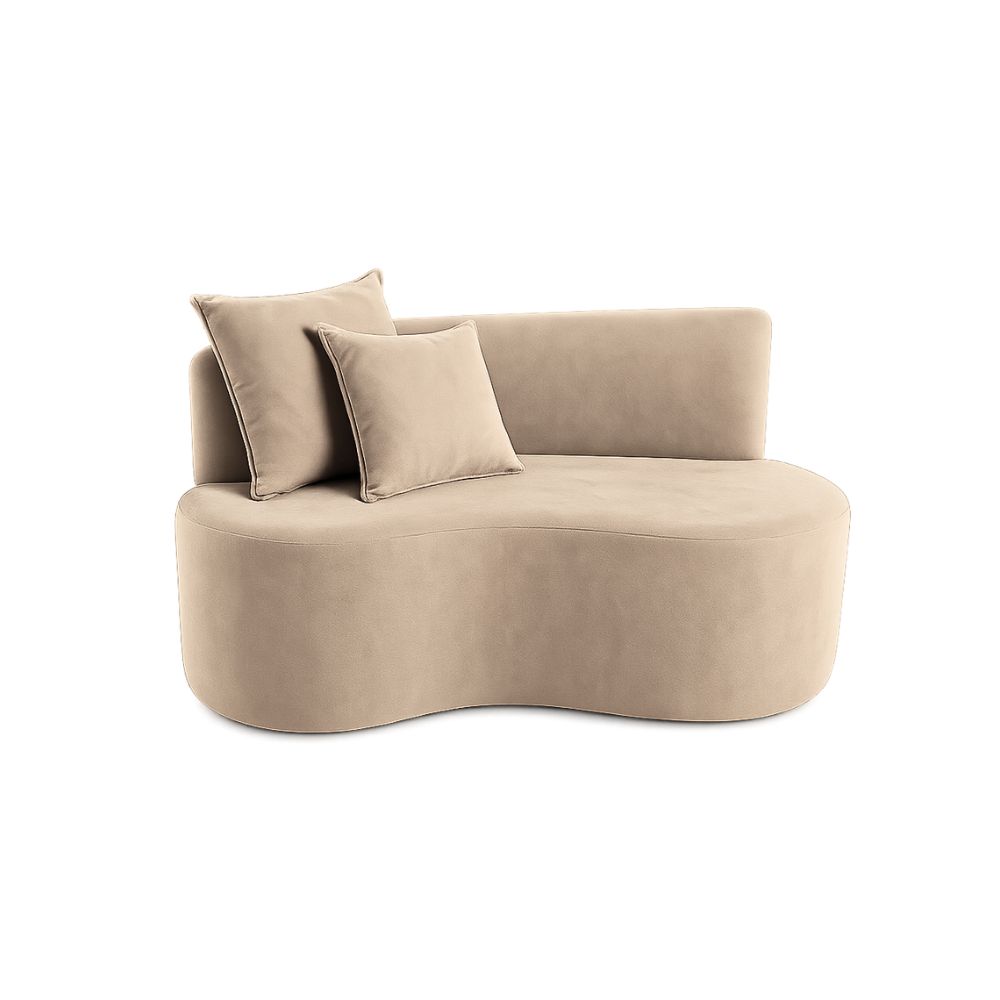 Sofá  Decorativo Curvo Orgânico Nature Gaia Suede Bege - Montanaris Decor