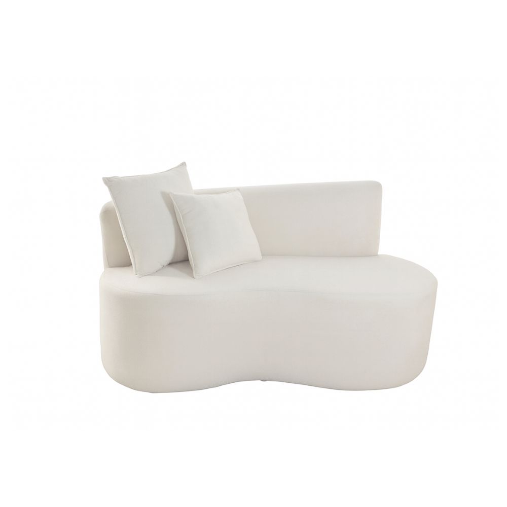 Sofá  Decorativo Curvo Orgânico Nature Gaia Suede Branco - Montanaris Decor