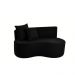 Sofá  Decorativo Curvo Orgânico Nature Gaia Suede Preto - Montanaris Decor