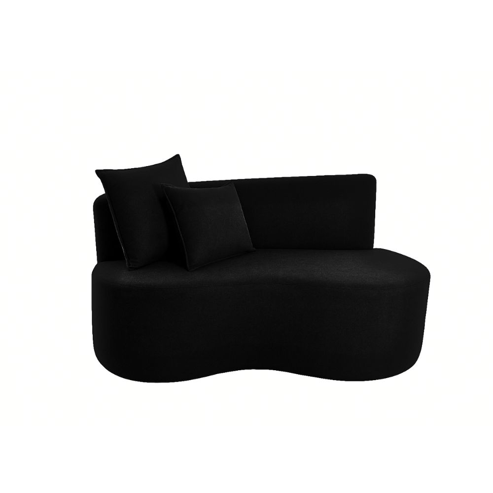 Sofá  Decorativo Curvo Orgânico Nature Gaia Suede Preto - Montanaris Decor