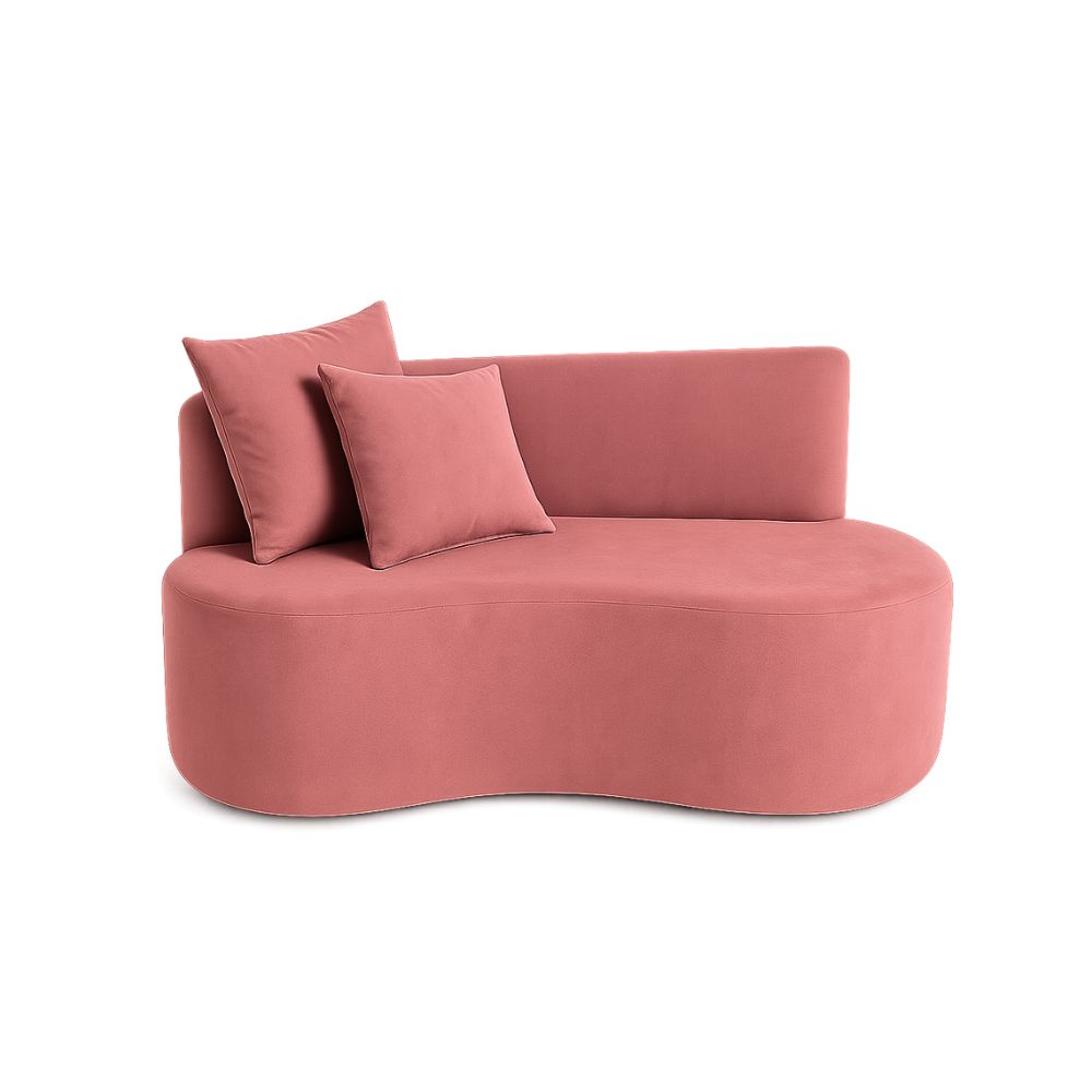 Sofá  Decorativo Curvo Orgânico Nature Gaia Suede Rosa - Montanaris Decor