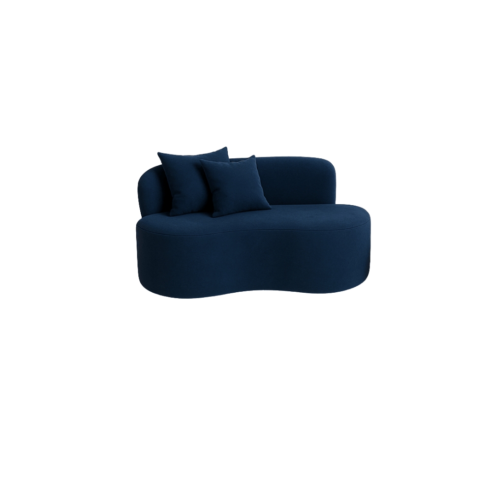 Sofá  Decorativo Curvo Orgânico Nature Gaia Veludo Azul Marinho - Montanaris Decor