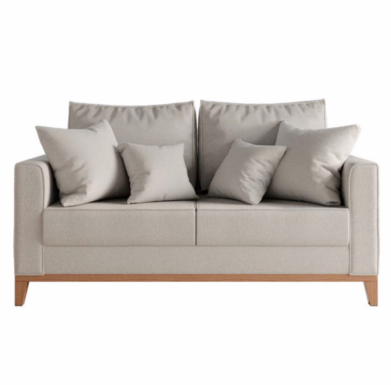 Sofá 2 Lugares Decorativo 1,80cm Beni Base Madeira Linho Bege - Montanaris Decor