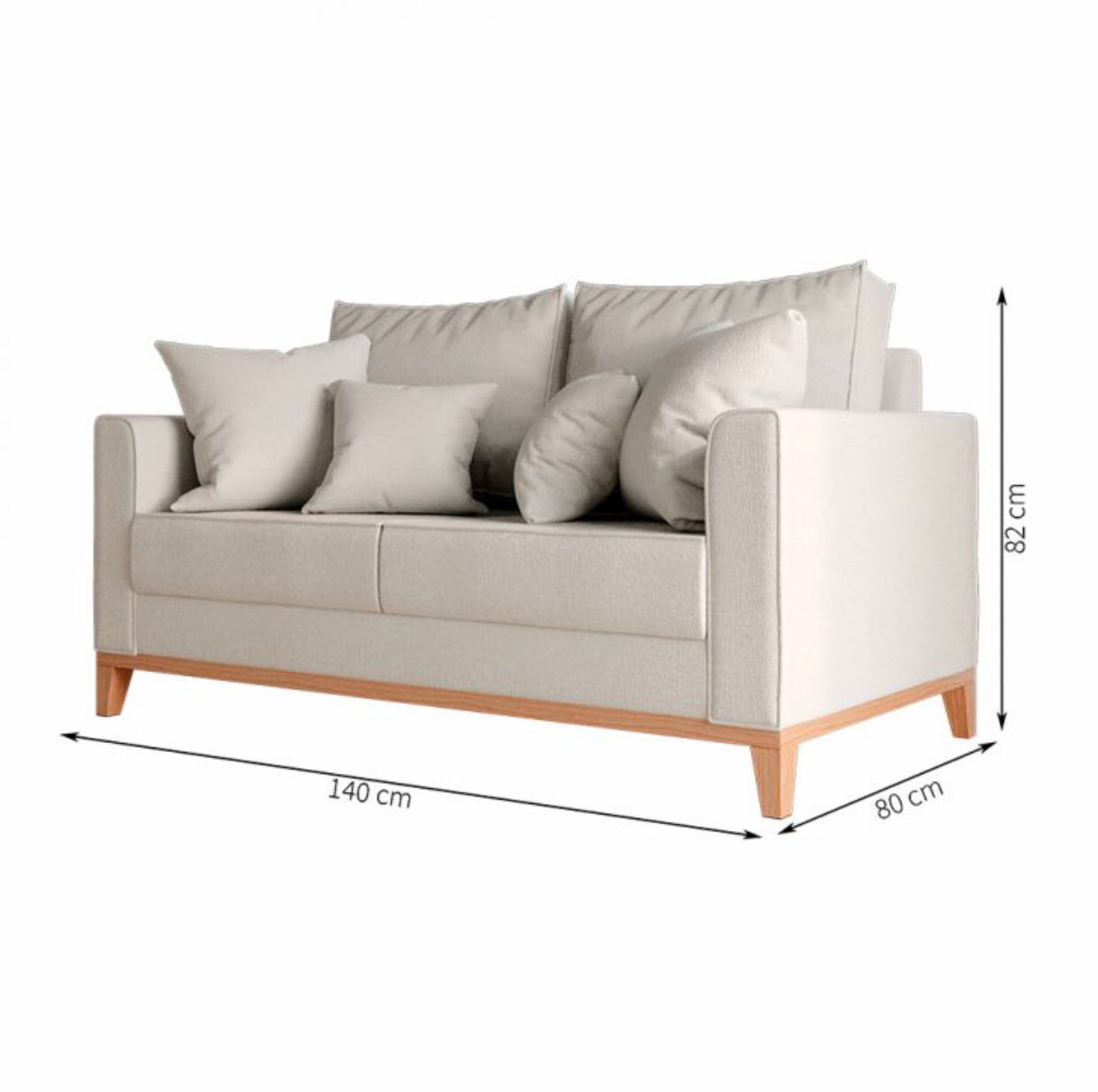 Sofá 2 Lugares Decorativo Beni 1,40cm Base Madeira Linho Bege - Montanaris Decor