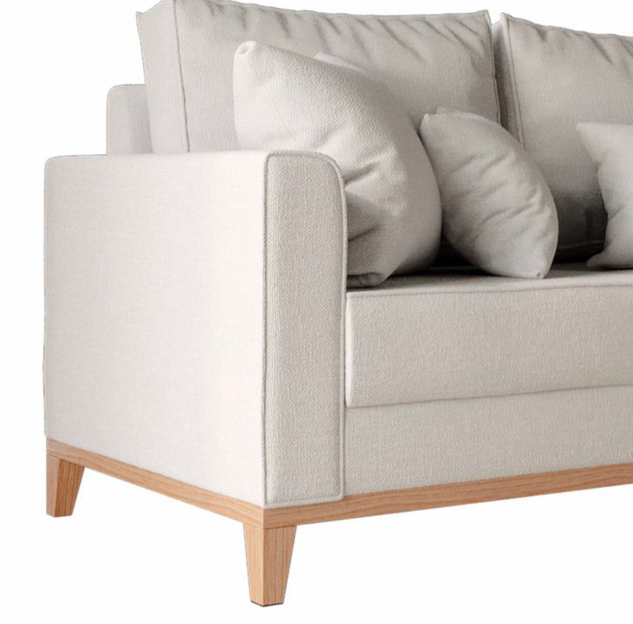 Sofá 2 Lugares Decorativo Beni 1,40cm Base Madeira Linho Bege - Montanaris Decor