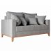 Sofá 2 Lugares Decorativo Beni 1,40cm Base Madeira Linho Cinza - Montanaris Decor