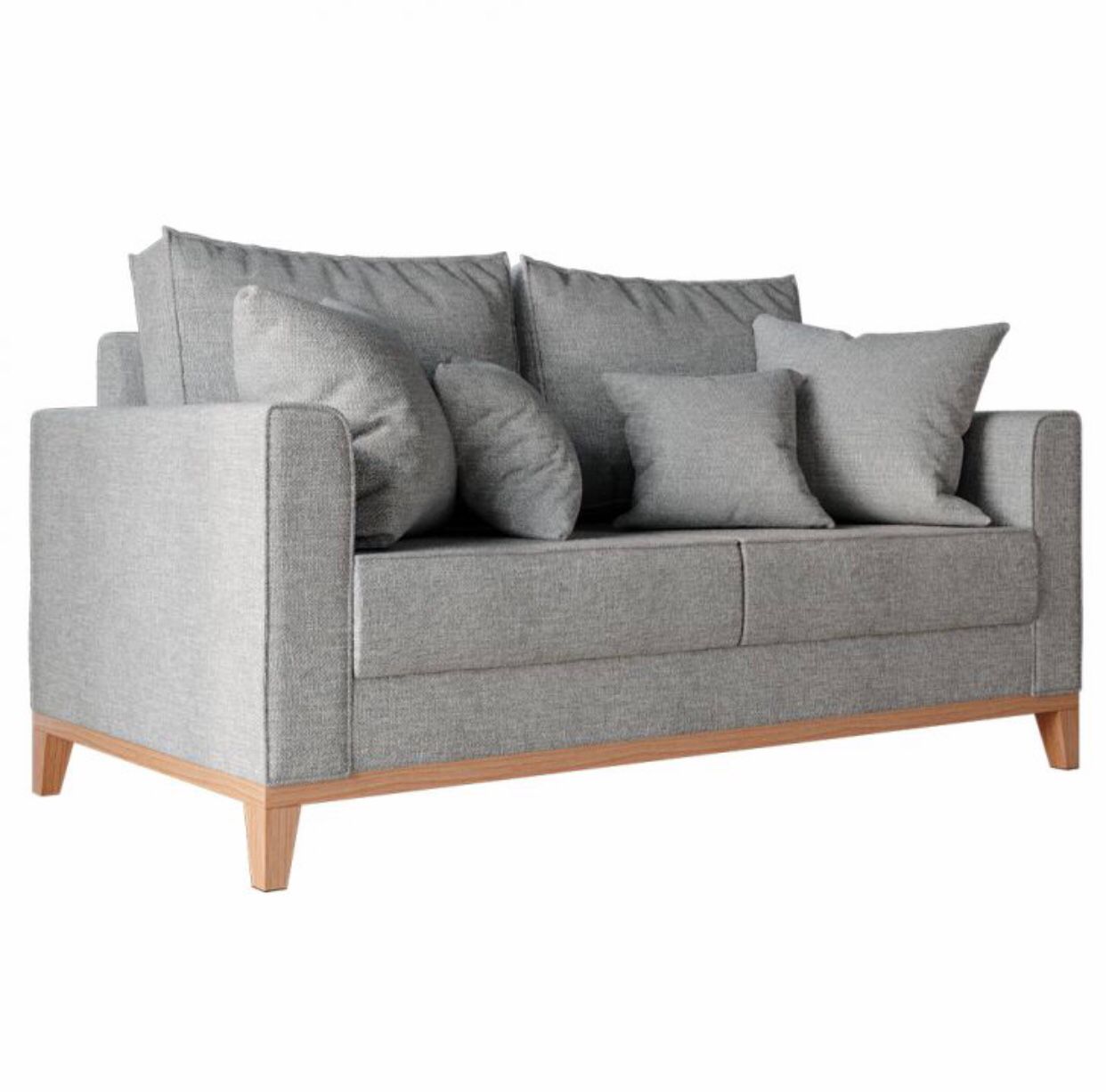 Sofá 2 Lugares Decorativo Beni 1,40cm Base Madeira Linho Cinza - Montanaris Decor