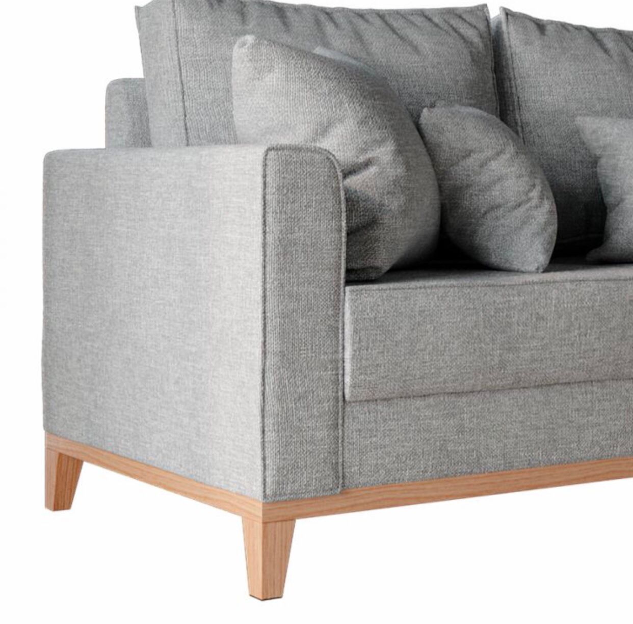 Sofá 2 Lugares Decorativo Beni 1,40cm Base Madeira Linho Cinza - Montanaris Decor