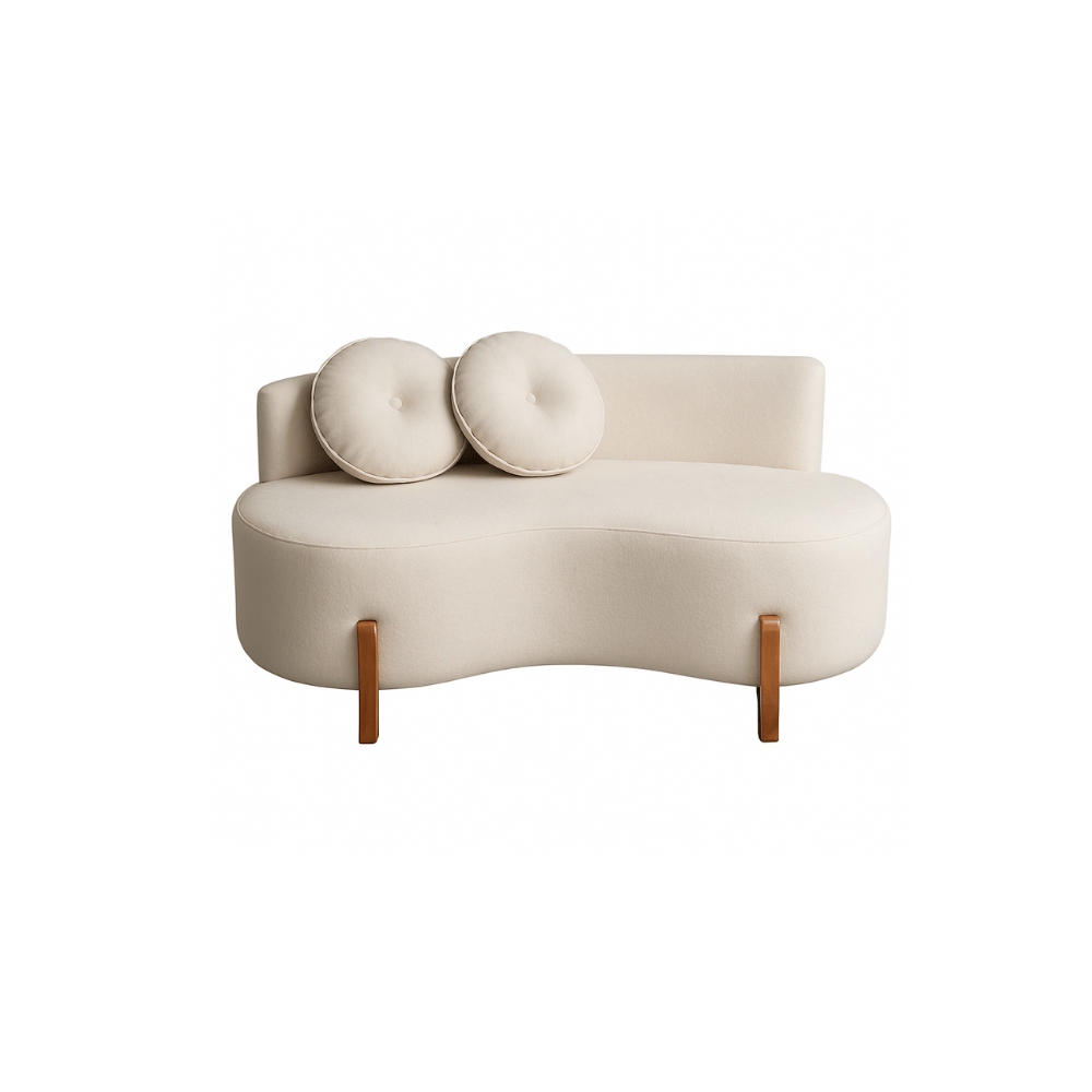 Sofá Decorativo Curvo Orgânico Living Boucle Bege - Montanaris Decor