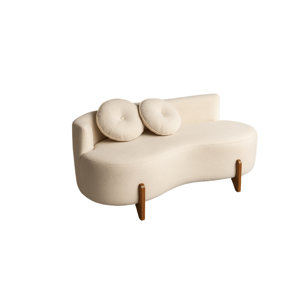 Sofá Decorativo Curvo Orgânico Living Boucle Bege - Montanaris Decor
