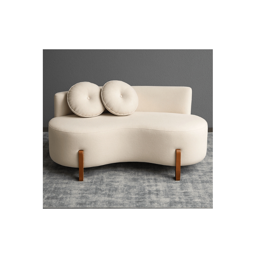 Sofá Decorativo Curvo Orgânico Living Boucle Bege - Montanaris Decor