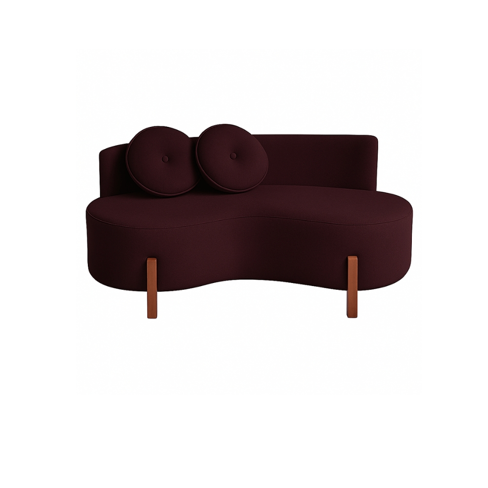 Sofá Decorativo Curvo Orgânico Living Suede Bordo - Montanaris Decor
