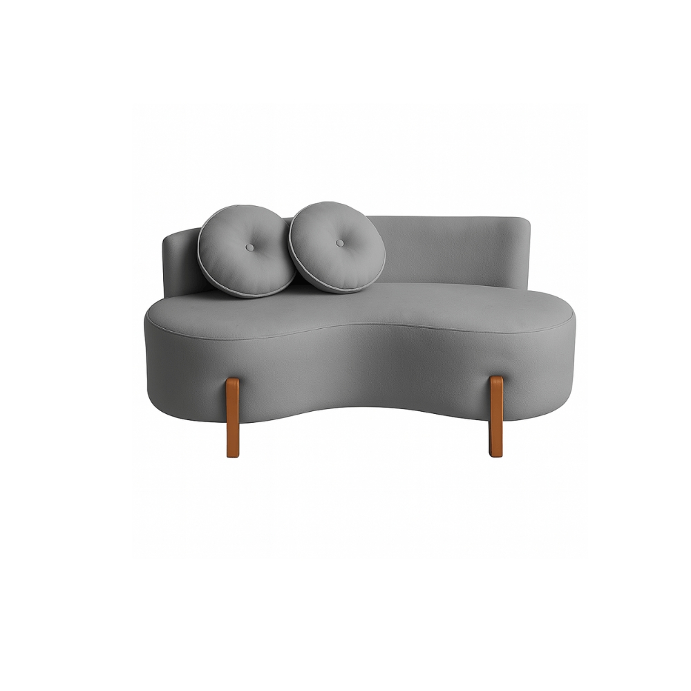 Sofá Decorativo Curvo Orgânico Living Veludo Cinza - Montanaris Decor