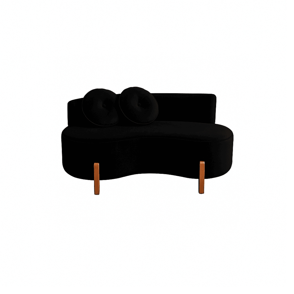 Sofá Decorativo Curvo Orgânico Living Veludo Preto - Montanaris Decor