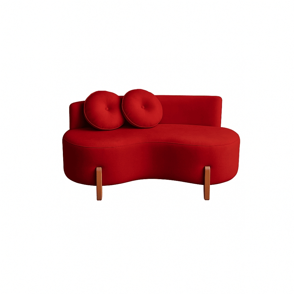 Sofá Decorativo Curvo Orgânico Living Veludo Vermelho - Montanaris Decor