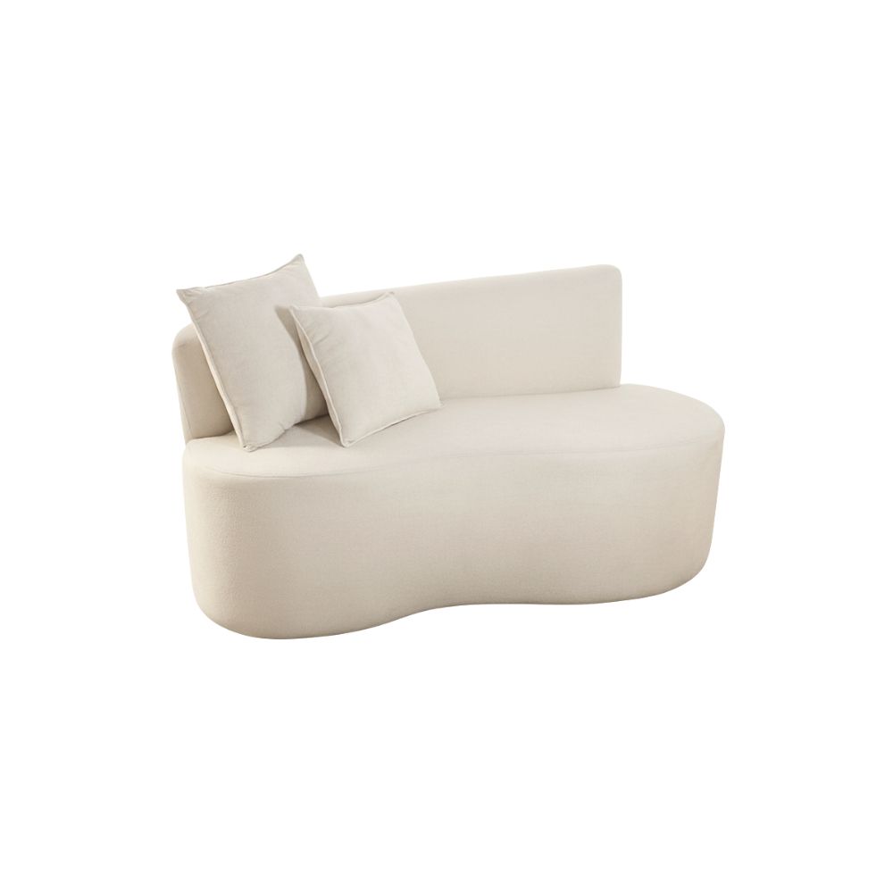 Sofá Decorativo Curvo Orgânico Nature Gaia Suede Marfim - Montanaris Decor