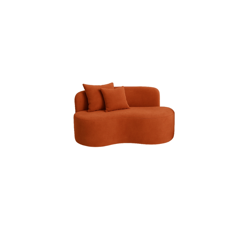 Sofá Decorativo Curvo Orgânico Nature Gaia Veludo Terracota - Montanaris Decor