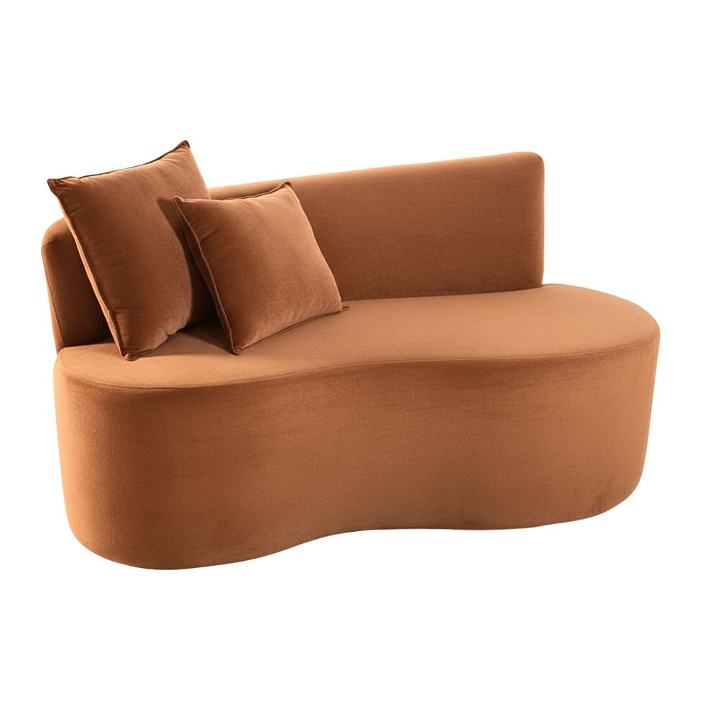 Sofá Decorativo Curvo Orgânico Nature Gaia Veludo Terracota - Montanaris Decor