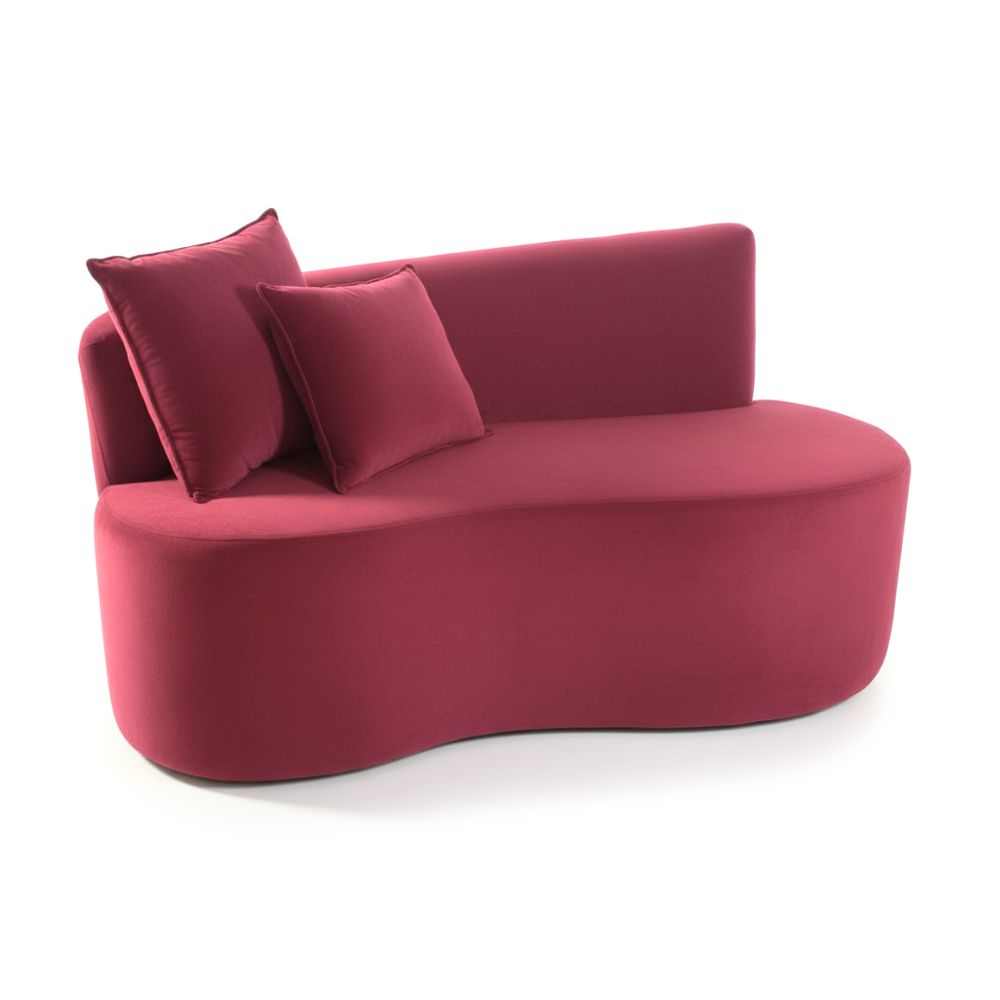 Sofá Decorativo Curvo Orgânico Nature Gaia Veludo Vermelho - Montanaris Decor