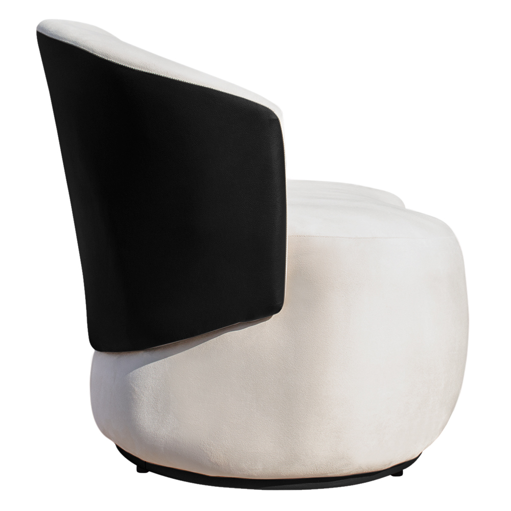 Sofá Namoradeira 2 Lugares Decorativa Lara Veludo Bege/PU Preto - Montanaris Decor