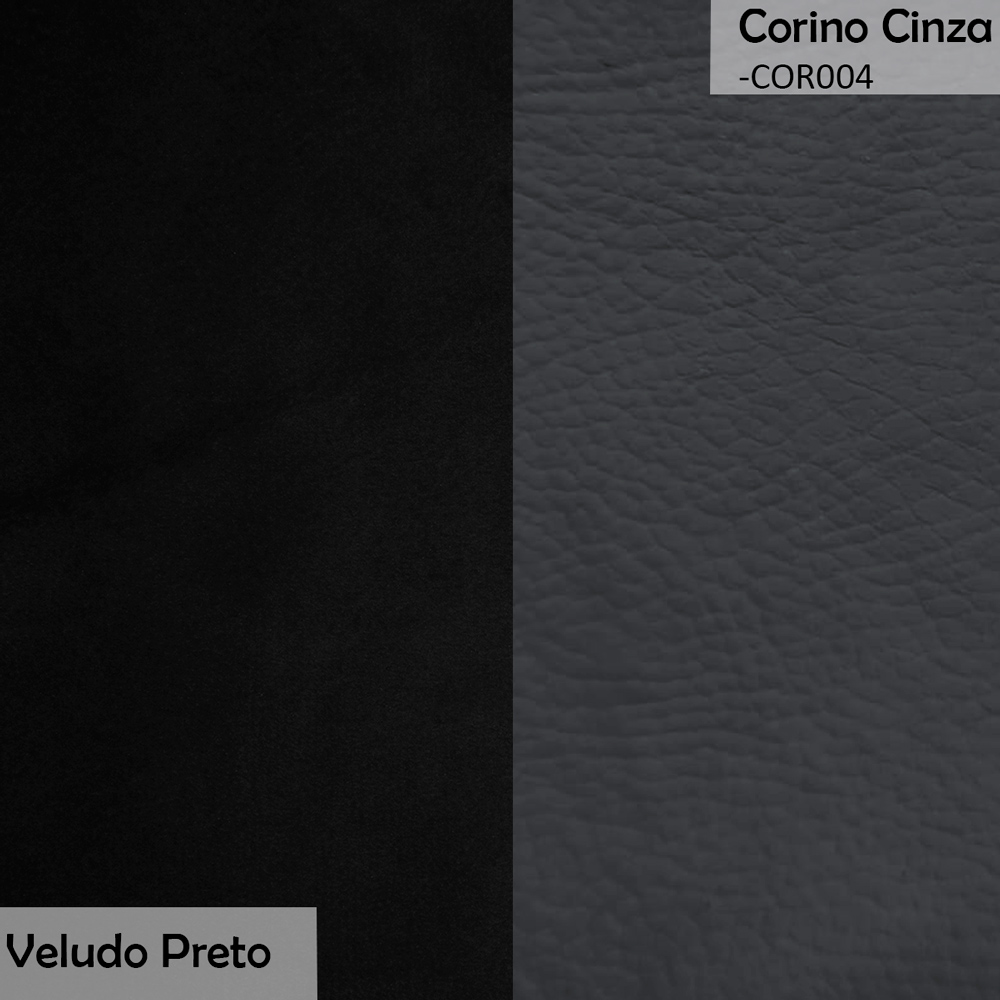 Sofá Namoradeira 2 Lugares Decorativa Lara Veludo Preto/PU Cinza - Montanaris Decor