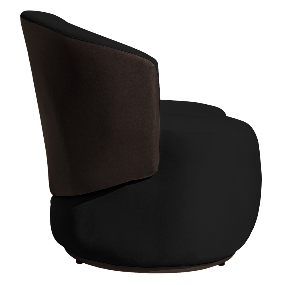 Sofá Namoradeira 2 Lugares Decorativa Lara Veludo Preto/PU Marrom - Montanaris Decor