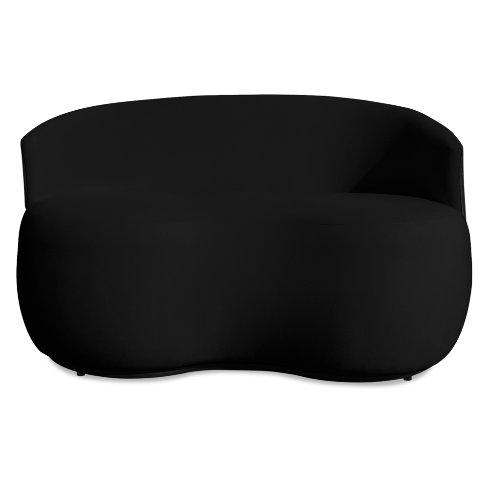 Sofá Namoradeira 2 Lugares Decorativa Lara Veludo Preto/PU Preto - Montanaris Decor