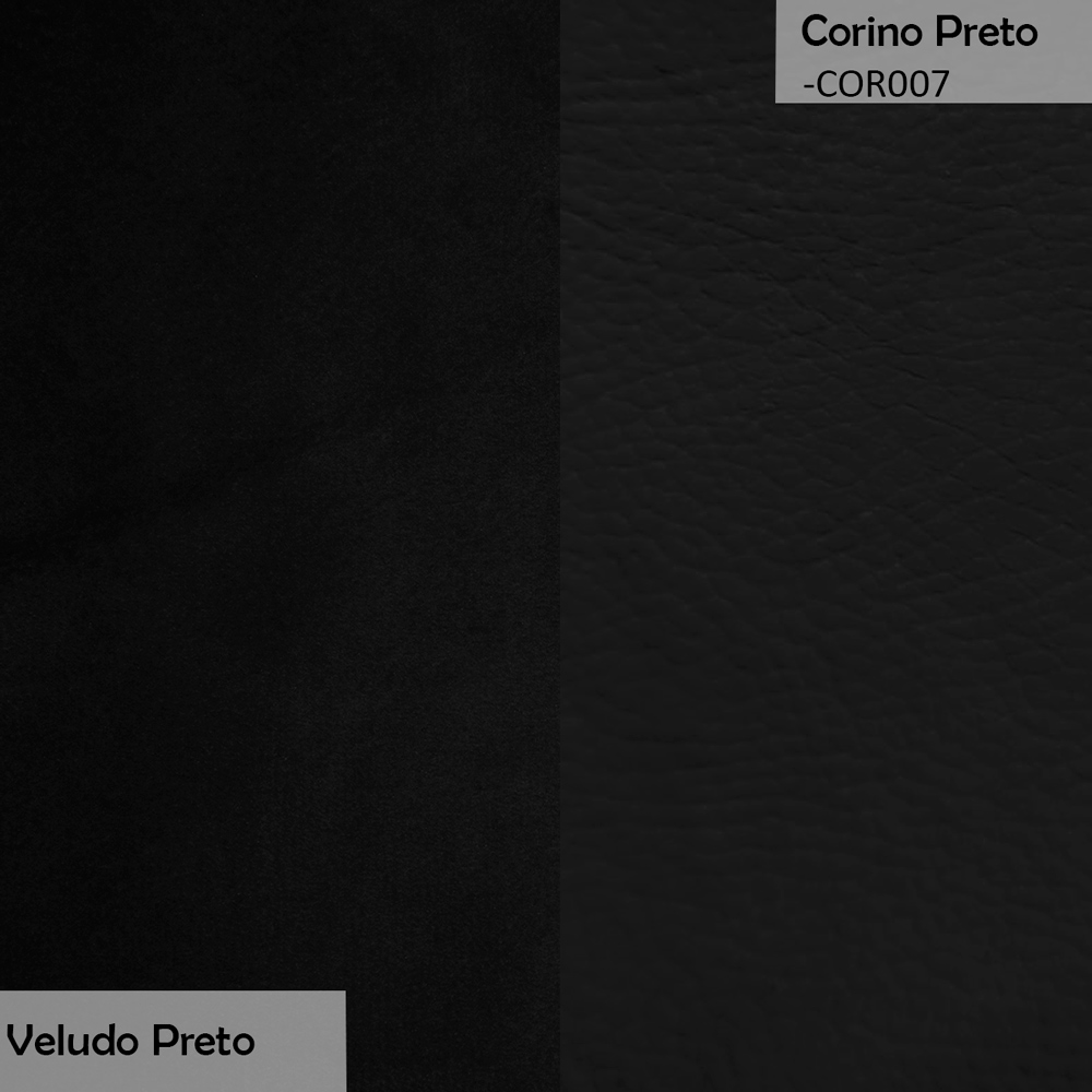 Sofá Namoradeira 2 Lugares Decorativa Lara Veludo Preto/PU Preto - Montanaris Decor