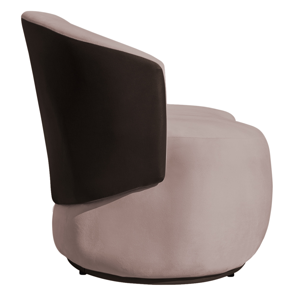 Sofá Namoradeira 2 Lugares Decorativa Lara Veludo Rosê/PU Marrom - Montanaris Decor