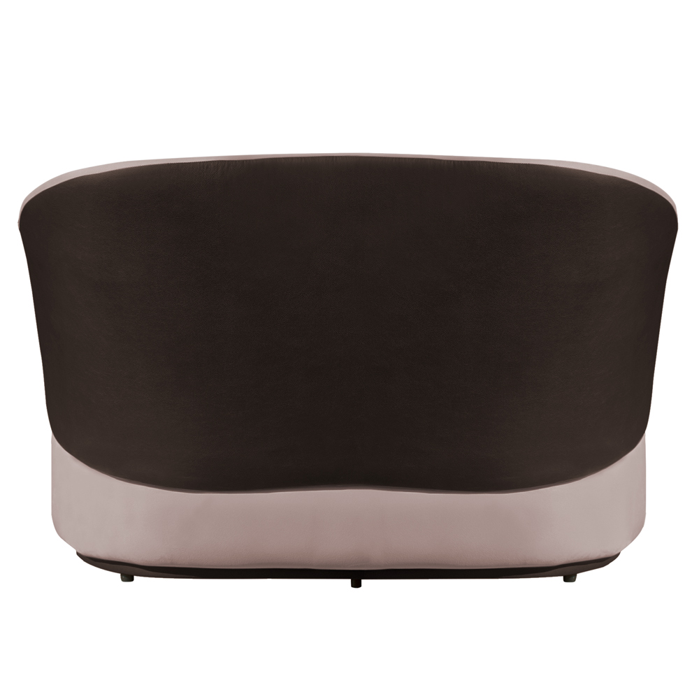 Sofá Namoradeira 2 Lugares Decorativa Lara Veludo Rosê/PU Marrom - Montanaris Decor