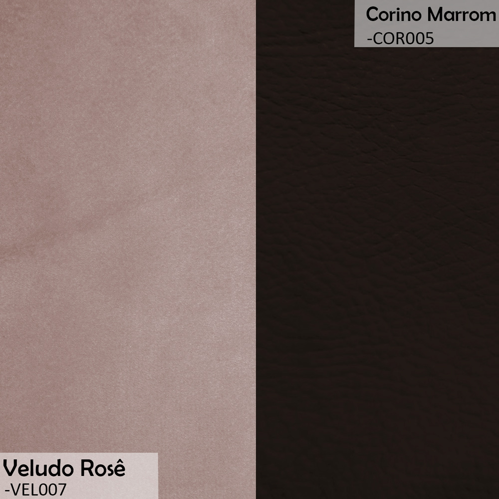 Sofá Namoradeira 2 Lugares Decorativa Lara Veludo Rosê/PU Marrom - Montanaris Decor