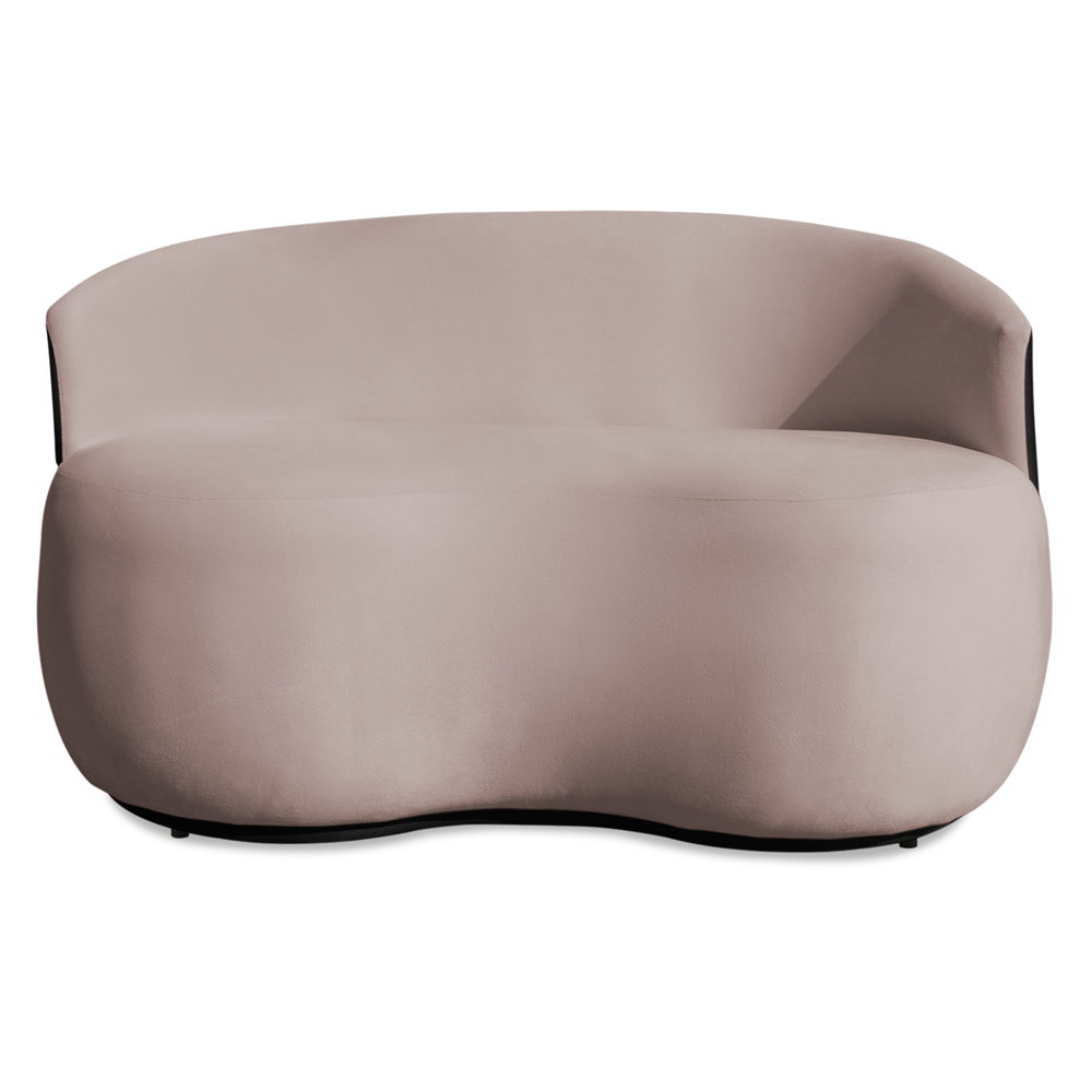 Sofá Namoradeira 2 Lugares Decorativa Lara Veludo Rosê/PU Preto - Montanaris Decor