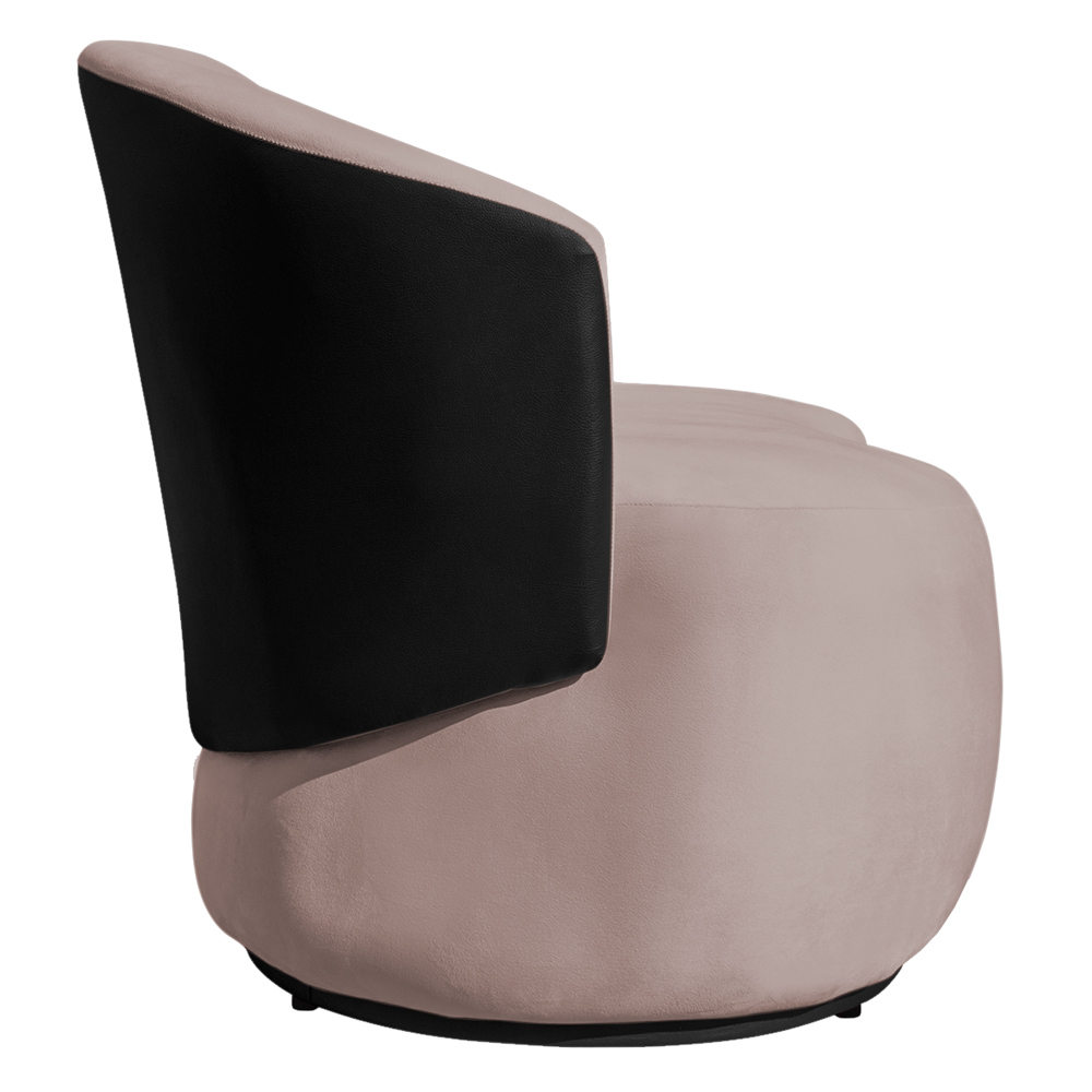 Sofá Namoradeira 2 Lugares Decorativa Lara Veludo Rosê/PU Preto - Montanaris Decor