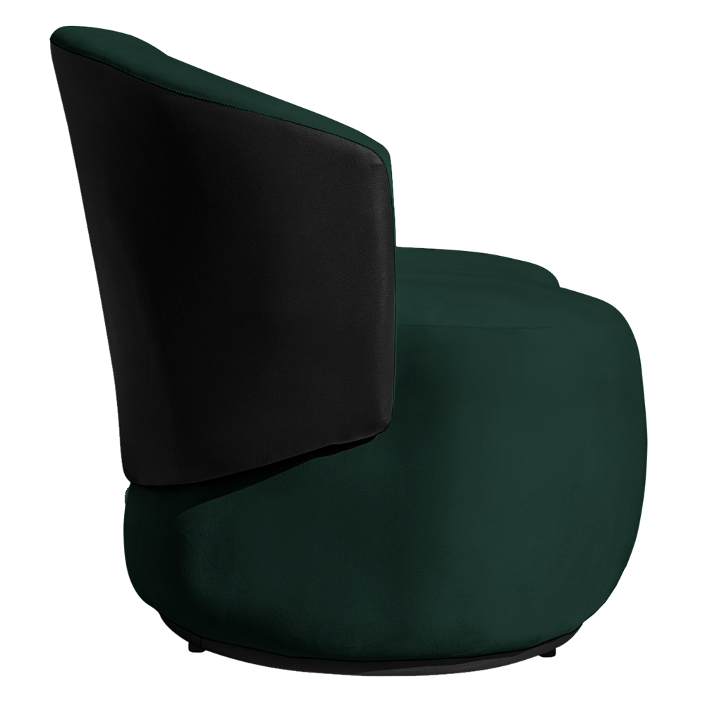 Sofá Namoradeira 2 Lugares Decorativa Lara Veludo Verde/PU Preto - Montanaris Decor