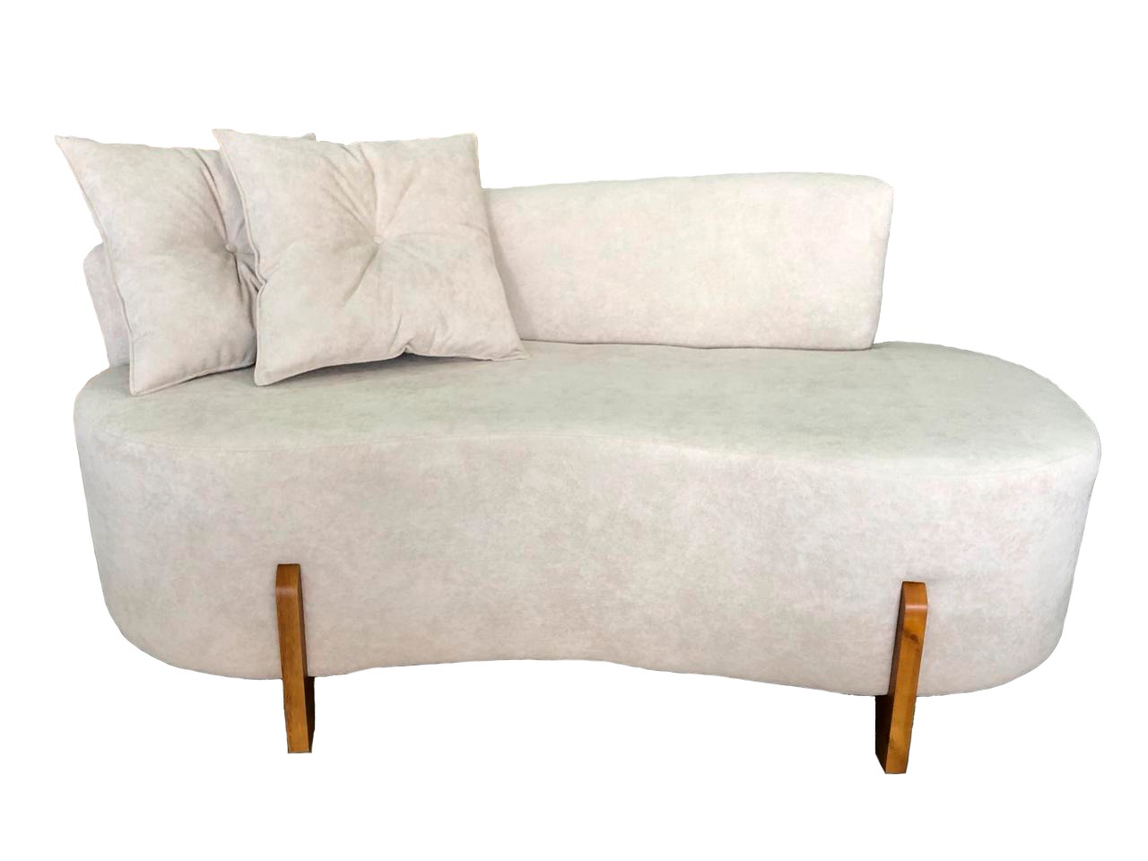 Sofá Orgânico 2 Lugares C/2 Almofadas Curvo Sala Recepção Boucle Bege - Montanaris Decor